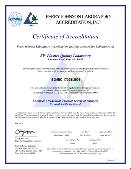 laboratory quality management certificate template