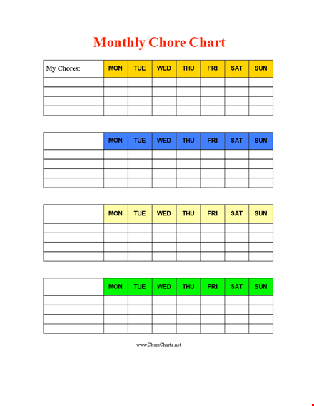 printable chore chart template for kids - free download template