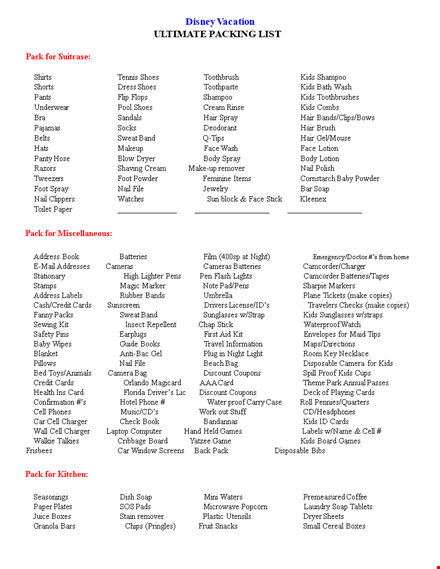 essential packing list template for cards and water - download now template