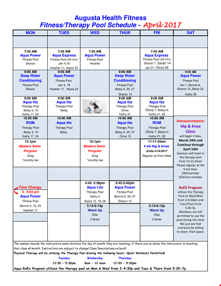 fitness schedule template