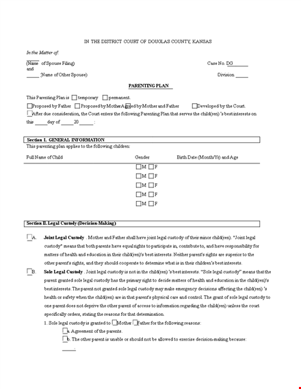 create a comprehensive child parenting plan with our easy-to-use template template