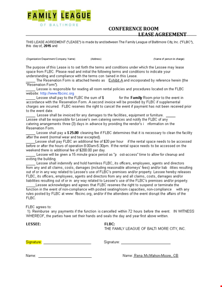 conferernce room lease agreement template