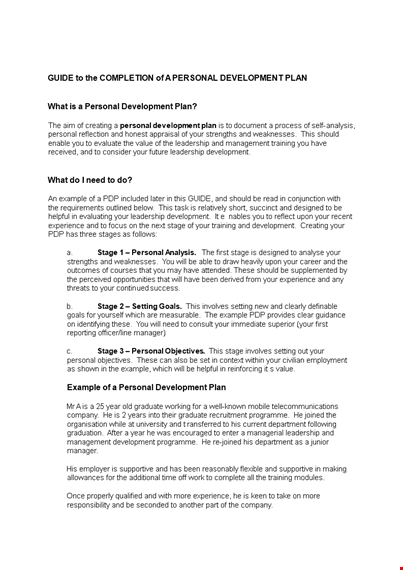 develop a personal business plan: free template for personal training and development template