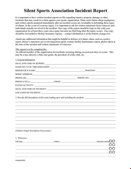 insurance incident report template