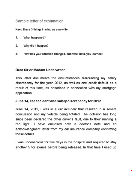 sample letter of explanation for hospitalization template