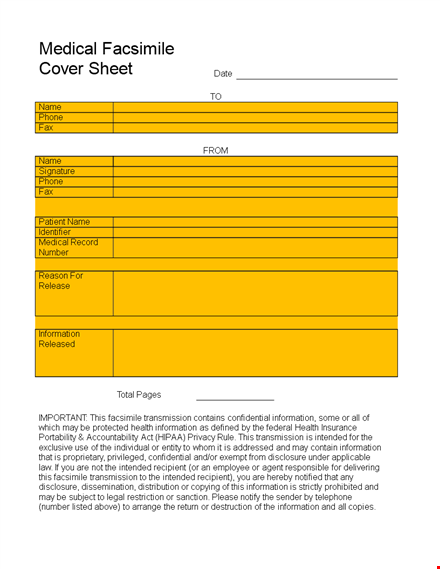 medical fax cover sheet template