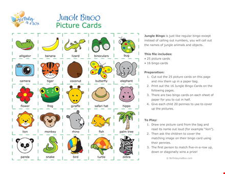 free bingo jungle card template