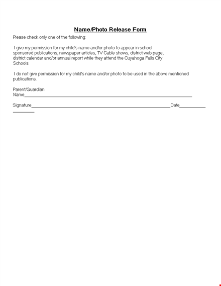 permission to use child's photo - complete photo release form template