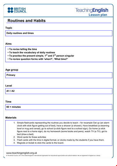 english daily lesson plan template