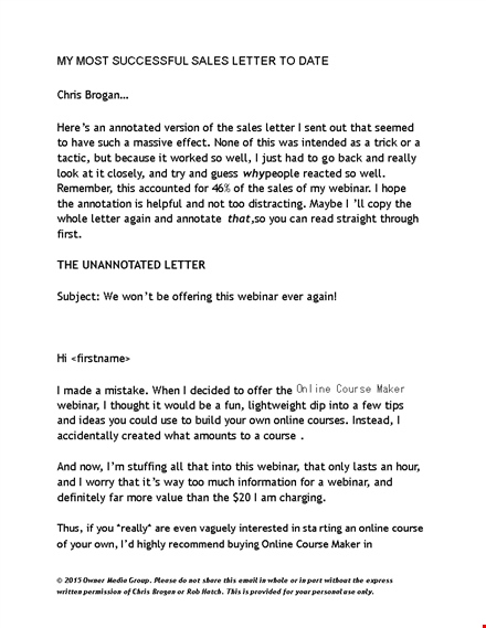 sales letter template - create compelling webinar courses online template