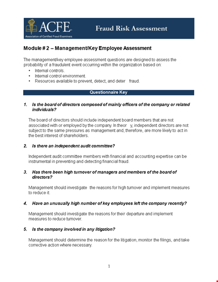 company employee assessment template