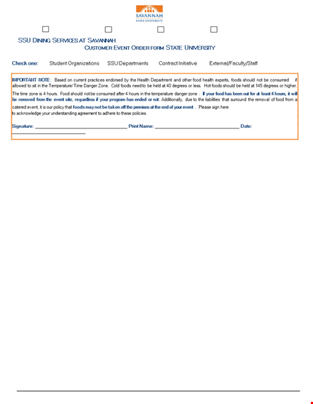 customer event order form template
