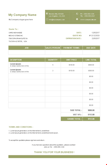 electrical quotation template template