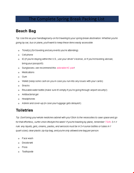essential packing list template for beach travel | don't forget anything! template