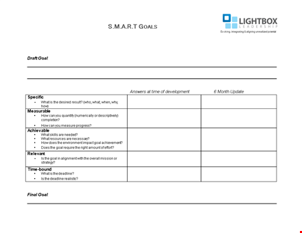 create and achieve smart goals with our template template