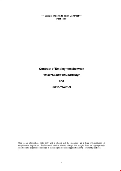 part time employment contract template template