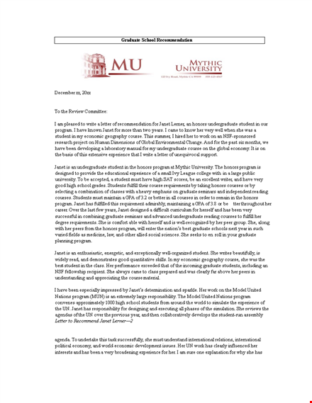 powerful letter of recommendation for students and graduates template