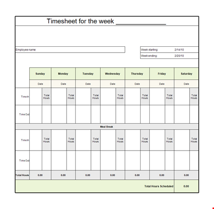 free timesheet template | easily track your total hours template