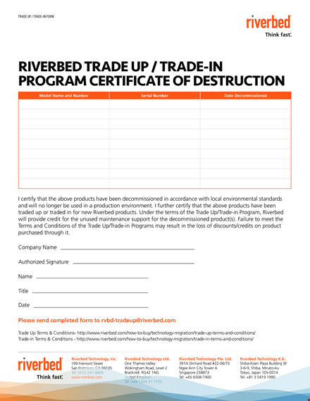 program certificate of destruction template | technology, conditions, terms, trade | riverbed template