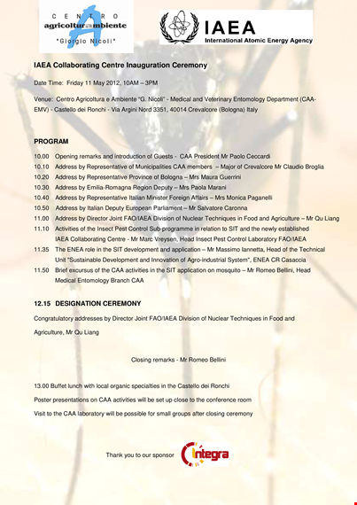 inauguration ceremony agenda template