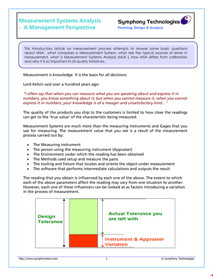 msa six sigma example - process analysis, system measurement, variation template