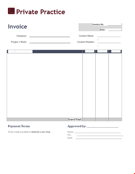 private practice invoice template template