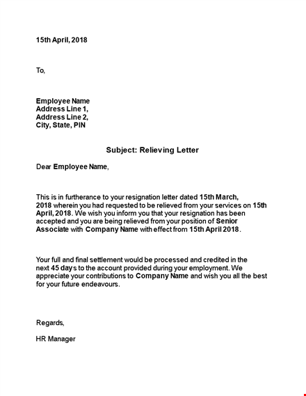 get your relieving letter now - fast and easy process | company name template