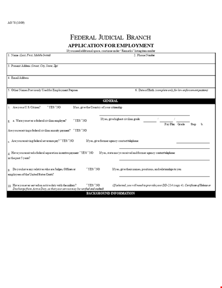 federal judiciary application form: simplified employment process & requirements template
