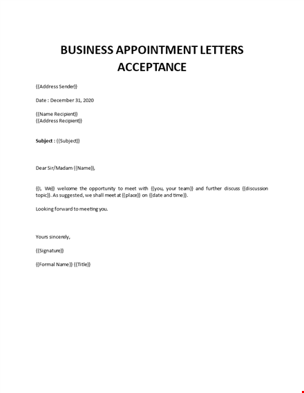 business meeting invitation acceptance letter template