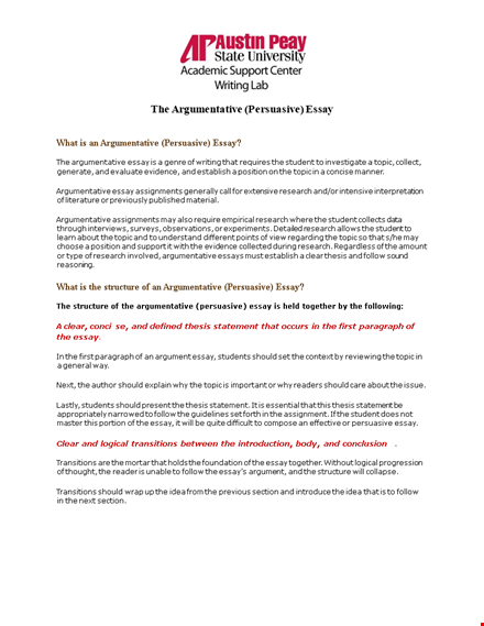 sample persuasive argumentative essay template