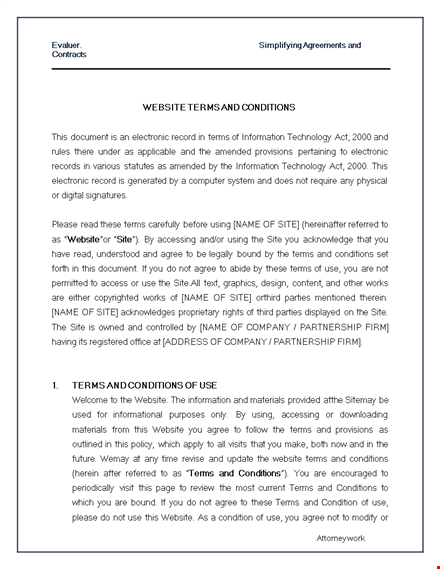 terms and conditions template - protect your website information template