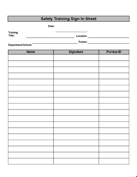 safety training sign in sheet template - safety training sheet for efficient record-keeping template