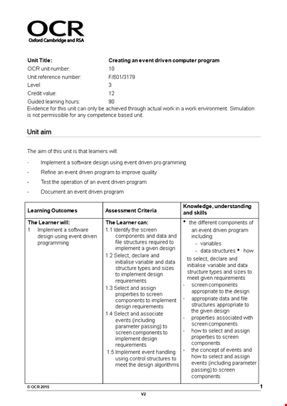 event driven computer program template