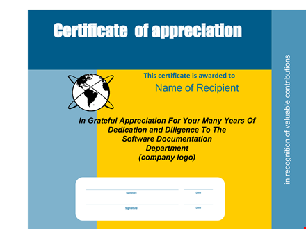custom certificate of appreciation with personalized signature | awarded to deserving recipients. template