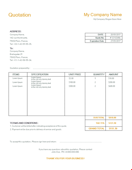 professional quotation - get a professional quotation | lorem ipsum template