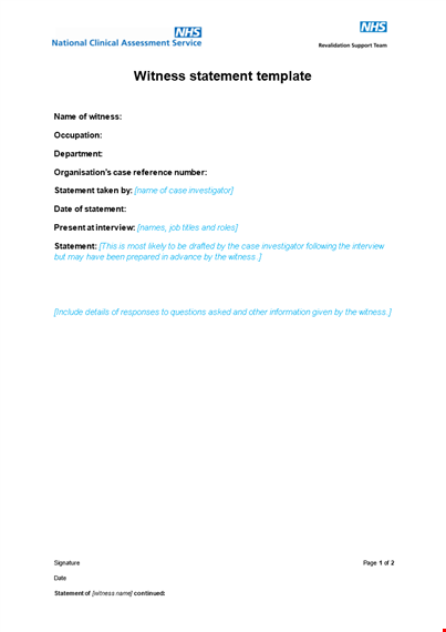 witness statement form - essential document for witnesses & investigators template