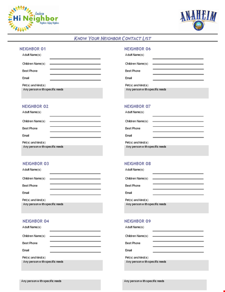 download our free contact list template and keep track of your children, neighbors, and adults template