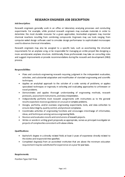 research engineer job description template