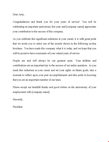 recognition letter for years of important service template