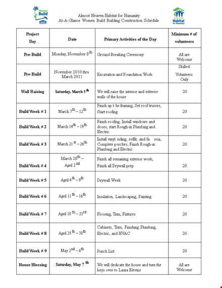 efficiently build your project with our construction schedule template template