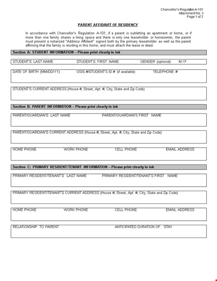 proof of residency letter for parent or primary residence: tips and samples template