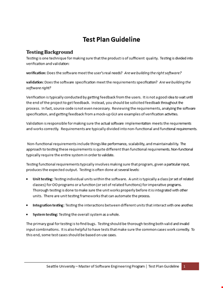 software testing: create a comprehensive test plan template based on requirements template