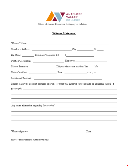 witness statement form template