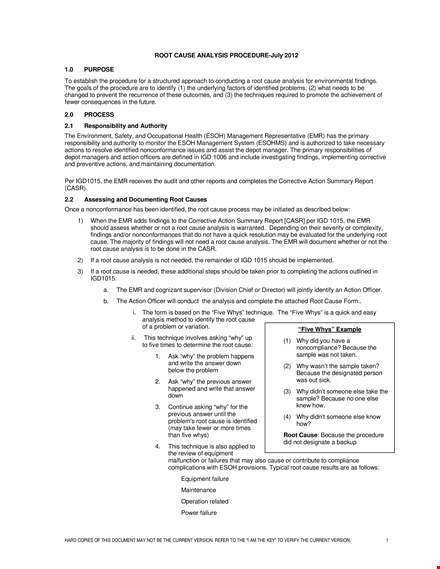 root cause analysis template: analyze, act, and discover the causes template