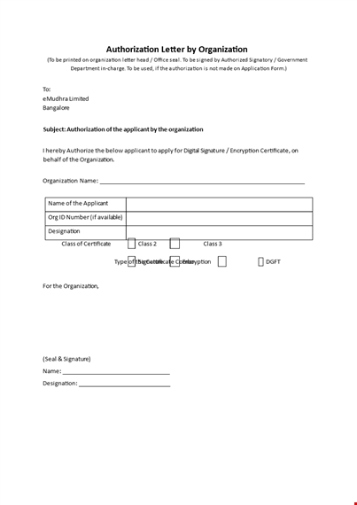 letter of authorization by organisation template