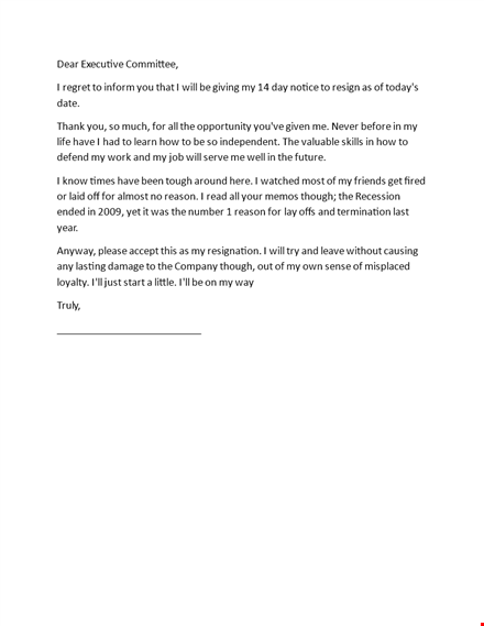 sample two weeks notice template template