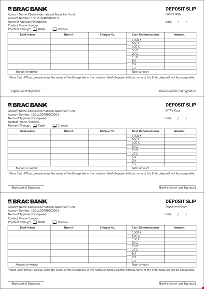 deposit slip template - create easy deposit slips for your enterprise template