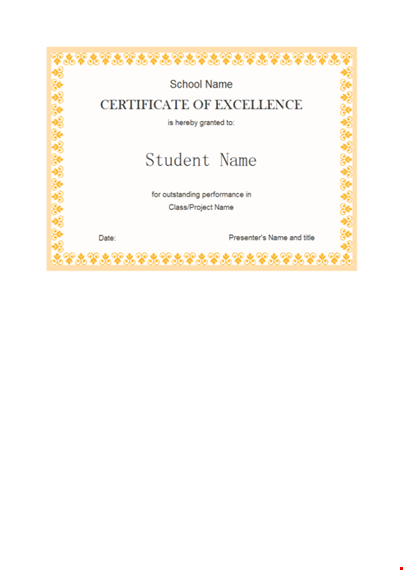 student excellence award template template
