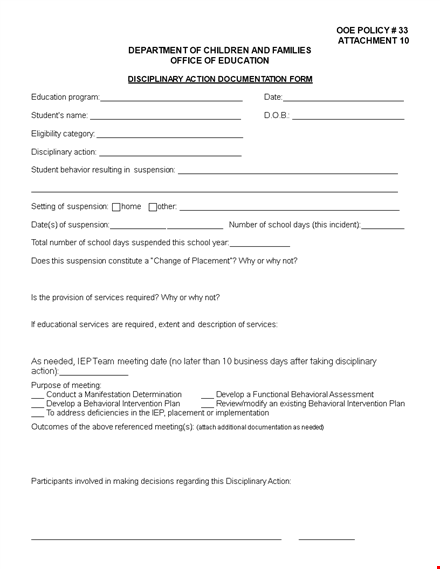 disciplinary action: employee write up form template