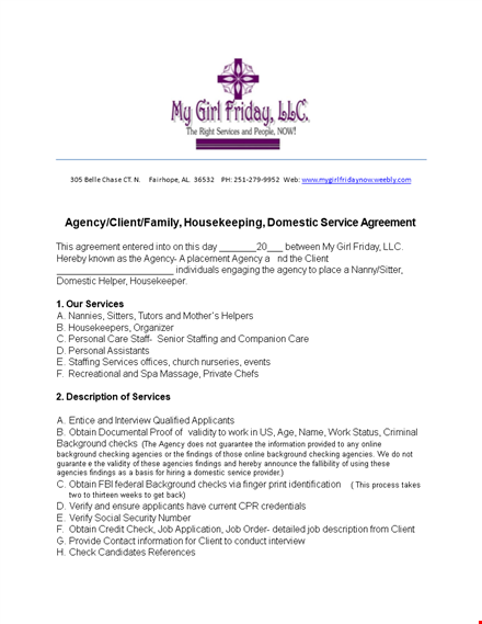 nanny housekeeper contract template - hire a reliable nanny through our trusted agency template